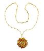 1970s G. Weil 18k Gold Platinum Diamond Citrine Pendant Necklace