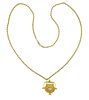 Golden Basket 1970s 18k Gold Diamond Pendant Necklace