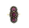 Antique 18k Gold Silver Red Stone Diamond Ring