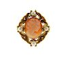 18k Gold Pearl Shell Cameo Ring