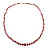 14k Gold Red Coral Graduated Bead Necklace