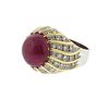 18k Gold Ruby Cabochon Diamond Cocktail Ring