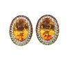 18k Gold Multi Color Sapphire Diamond Quartz Earrings