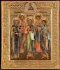 A VERY FINE RUSSIAN ICON OF SELECTED SAINTS