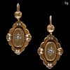 PAIR OF VICTORIAN PEARL AND DIAMOND EARRINGS