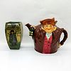 2pc Royal Doulton Old Charley Teapot and Night Watchman Vase