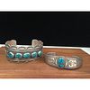 Navajo Turquoise Row Bracelet and Bracelet with Single Turquoise, From the Estate of Lorraine Abell (New Jersey, 1929-2015)