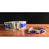 Zuni Silver and Lapis Inlay His and Hers Watchbands, From the Estate of Lorraine Abell (New Jersey, 1929-2015)