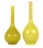 Two Chinese Yellow-Glazed Porcelain Vases
