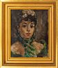 Illegibly Signed Mid-Century Portrait Oil on Board