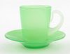 Carder Steuben Green Jade Cafe Noir Cup & Saucer