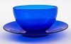 Carder Steuben Flemish Blue Finger Bowl & Plate