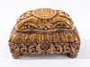 Chinese Art Nouveau Style Carved Stone Box & Lid