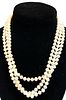 Three Strand Cultured Pearl Necklace with 14K Gold Clasp
