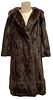 Classic Mink and Leather Full Length Tiered Fur Coat 