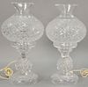 Pair of Waterford crystal lamps with shades. ht. 14 1/2in.