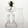FINDLAY TWO-POST GLASS KEROSENE STAND LAMP