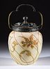 CROWN MILANO TAPESTRY ART GLASS CRACKER / BISCUIT JAR,