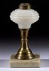 BLOWN-MOLDED BEEHIVE / RING FONT KEROSENE STAND LAMP, 