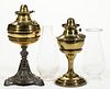 PERKINS & HOUSE SAFETY BRASS KEROSENE STAND LAMPS, LOT OF TWO