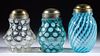 ASSORTED OPALESCENT GLASS SUGAR SHAKERS, LOT OF THREE,