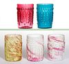 ASSORTED NORHTWOOD PRESSED GLASS TUMBLERS, LOT OF FIVE,