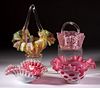 ASSORTED VICTORIAN GLASS ARTICLES, LOT OF FOUR,