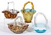ASSORTED VICTORIAN GLASS BASKETS, LOT OF FOUR,