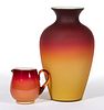 HOBBS CORAL / PEACH BLOW  ARTICLES, LOT OF TWO,