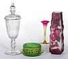 ASSORTED GLASS ARTICLES, LOT OF FIVE,