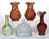 ASSORTED SPATTER GLASS ARTICLES, LOT OF FIVE,