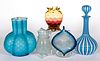 ASSORTED VICTORIAN GLASS ARTICLES, LOT OF FIVE,