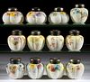 MT. WASHINGTON ENAMEL-DECORATED LOBED SALT AND PEPPER SHAKERS, LOT OF 12,