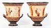A Pair of Greek Calyx Kraters, Height 10 3/8 inches.