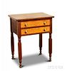 Late Federal Cherry and Bird's-eye Maple Two-drawer Worktable