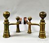Pair of Federal Brass Ball-top Andirons