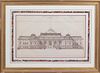 * Three French Architectural Elevated Prints, Height 12 x width 21 1/2 inches.