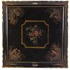 * An English Black Lacquered and Transfer Decorated Chinoiserie Tray, Height 27 x width 27 inches.