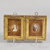 Two Framed Portrait Miniatures of a Man and Woman