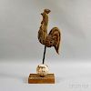 Carved Wooden Rooster on Stand