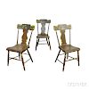 Set of Three Paint-decorated Fiddle-back Chairs