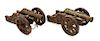 * A Pair of Wood and Brass Models of Cannons, Length 12 1/4 inches.