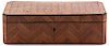 * A French Parquetry Glove Box, Height 3 1/8 x width 10 3/8 x depth 3 1/8 inches.