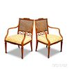 Pair of Paine Furniture Neoclassical-style Carved Mahogany Caned Armchairs