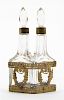 A French Gilt Metal Mounted Glass Double Perfume Set, Height 5 inches.