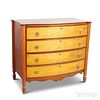 Federal Cherry and Bird's-eye Maple Bow-front Chest of Drawers