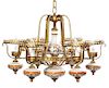 A Dutch Style Ceramic and Brass Six-Light Chandelier. Height 21 x diameter 26 1/2 inches.