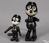 Two Schoenhut painted wood Felix the Cat jointed figures, 6'' h. and 4'' h.