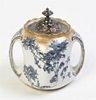 * A Royal Doulton Silver-Plate Mounted Biscuit Barrel, Height 7 1/4 inches.