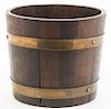 * An English Brass Banded Oak Bucket, Height 9 inches.